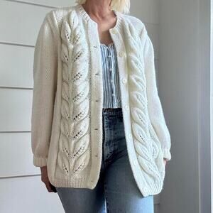 Vintage Textured Hand Knit Cardigan Sweater Jacket